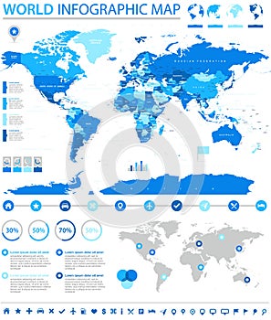Political Colored World Map Vector Info Graphic