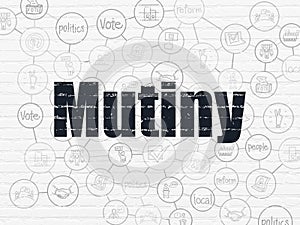 Political concept: Mutiny on wall background
