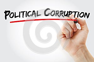 Political Corruption text with marker