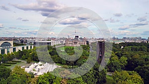 political Dome decisions for German people. Fantastic aerial view flight berlin