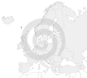 Political Europe Map vector illustration isolated in white background.