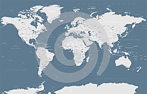 Political Grayscale World Map Vector