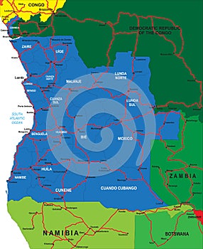 Political map of Angola photo