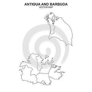 Political map of Antigua and Barbuda isolated on white background