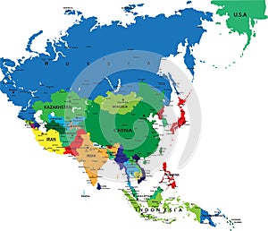 Politická mapa z asie 