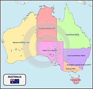Political Map of Australia with Names