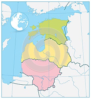 Political Map of the Baltic States. No text