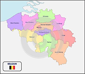 Political Map of Belgium with Names