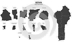 Political map of Benin isolated on white background