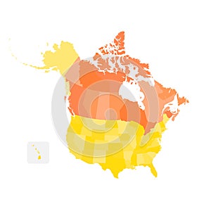 Political map of Canada and United States