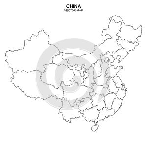 Political map of China isolated on white background
