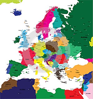 Political map of Europe photo