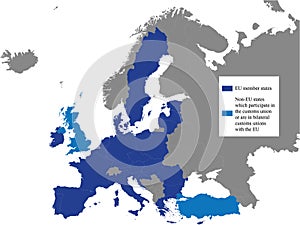 Political Map of European Union Customs Union EUCU