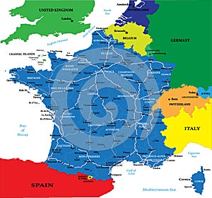 Politische karte aus Frankreich 