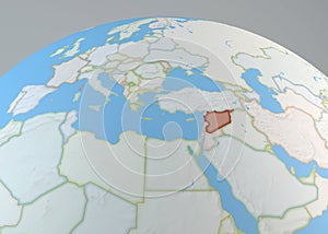 Political map globe of Europe, Middle East Syria and north Africa