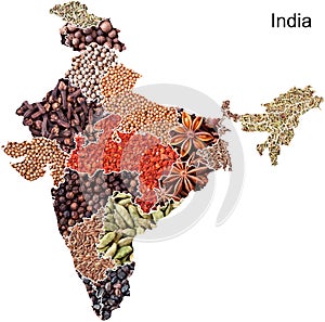 Political map of India with spices