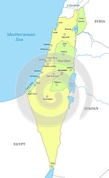 Political map of Israel with national borders