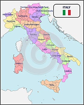 Political Map of Italy with Names