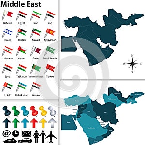 Politická mapa z střední východ 