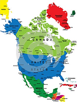 Political map of North America photo