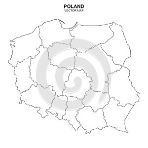 Political map of Poland isolated on white background photo