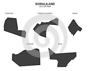 Political map of Somaliland isolated on white background