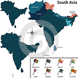 Political map of South Asia