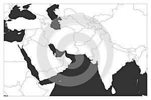 Political map of South Asia and Middle East countries. Simple flat vector outline map