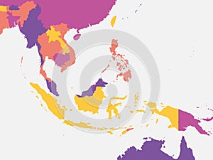 Political map of southeastern Asia