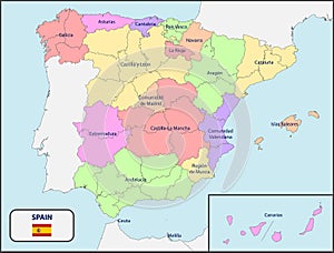 Political Map of Spain with Names