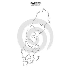 Political map of Sweden isolated on white background