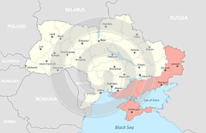 Political map of Ukraine 2024 with borders of the regions