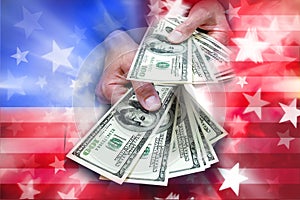 Political Money American Flag Donation photo