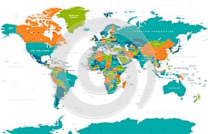 Political Colored World Map Vector