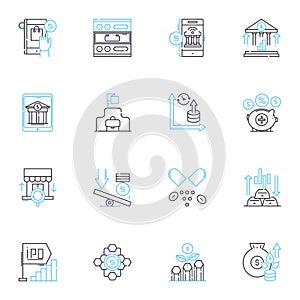 Political Science linear icons set. Democracy, Power, Justice, Authority, Governance, Diplomacy, Policy line vector and