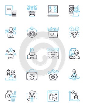 Political Science linear icons set. Democracy, Power, Justice, Authority, Governance, Diplomacy, Policy line vector and