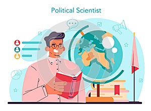 Political scientist concept. Studying of political ideas, institutions