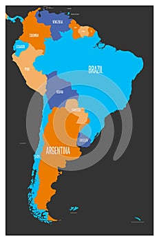 Political vector map of South America