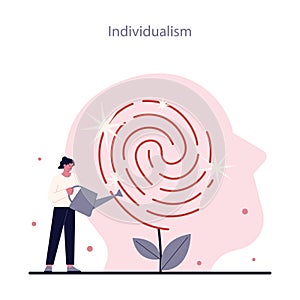 Political views spectrum. Left-wing politics principle. Individualism,