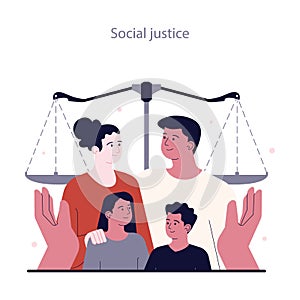 Political views spectrum. Left-wing politics principle. Social justice