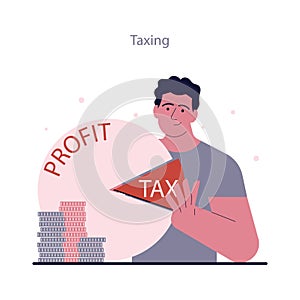 Political views spectrum. Left-wing politics principle. Taxing, financial