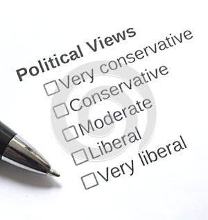 Political Views Survey with Answer Choices