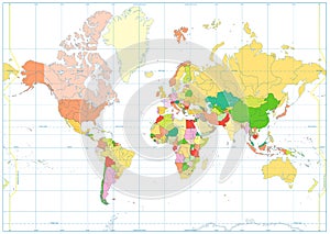 Political World map isolated on white. No text