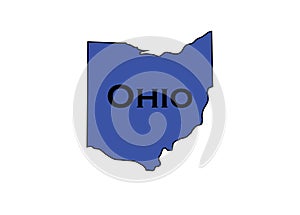 Politically liberal blue state of Ohio with a map outline.