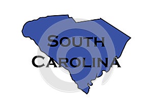 Politically liberal blue state of South Carolina with a map outline.