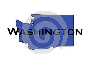 Politically liberal blue state of Washington with a map outline.