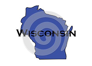 Politically liberal blue state of Wisconsin with a map outline.