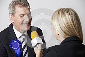 Politician Being Interviewed By Journalist During Election