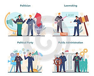 Politician concept set. Idea of election and governement. photo