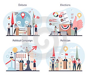 Politician concept set. Idea of election and governement. photo